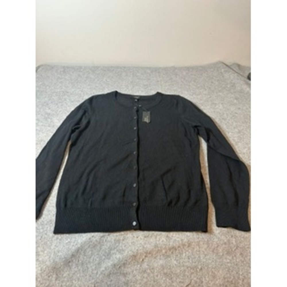 Talbots Womens Black Pima Cotton Blend Button Front Cardigan Sweater Size M